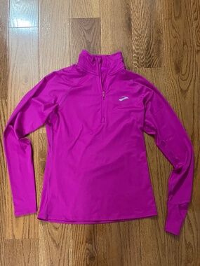 Brooks Running Purple Magenta Half-Zip Long Sleeve Pullover Small